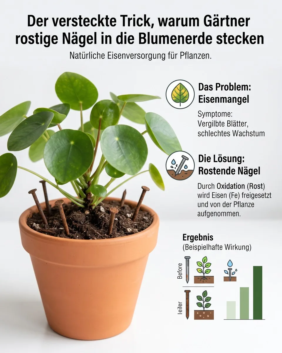 Eisenmangel bei Pflanzen: Die Wirkung von rostigen Nägeln in der Blumenerde