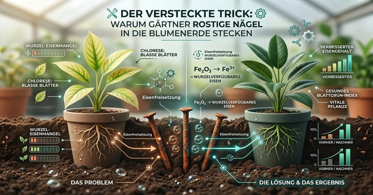 Eisenmangel bei Pflanzen: Die Wirkung von rostigen Nägeln in der Blumenerde